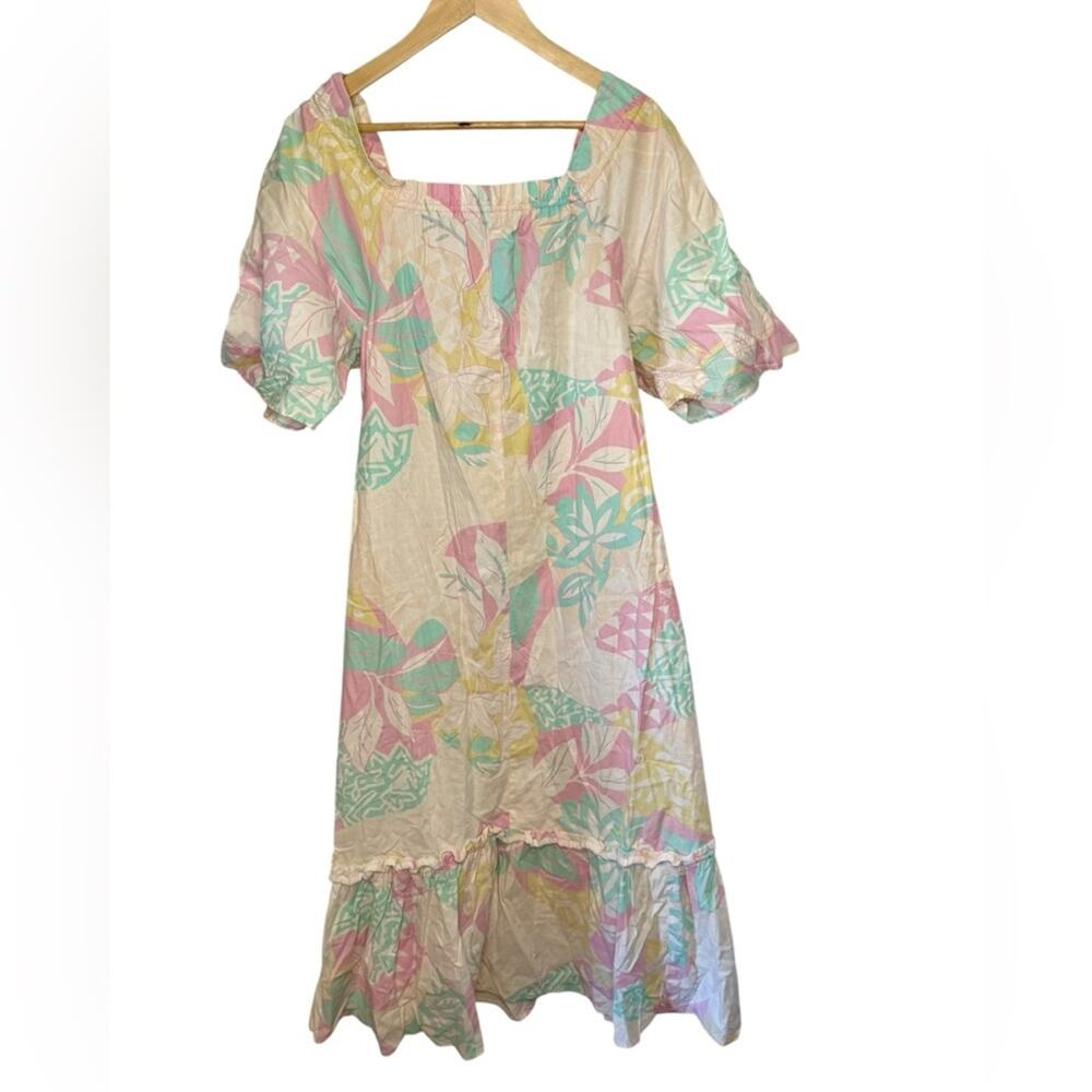 Vintage Expressions by Young Hawaii Floral Patterned Cotton Sun Dress Moomoo